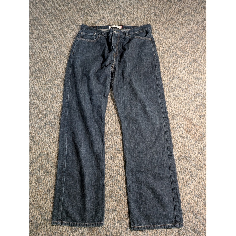 Levis 505 Regular Fit Jeans Mens 38x34 Dark Wash Indigo Straight Leg Denim